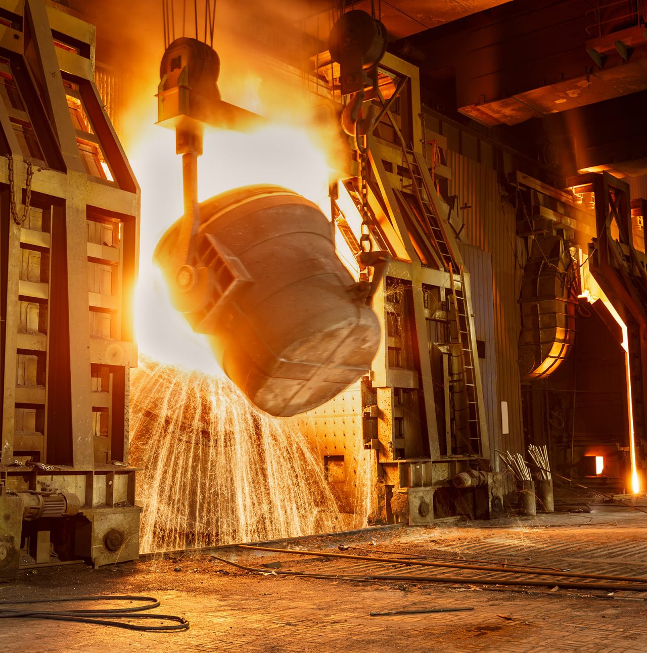Metal smelting furnace in steel mills